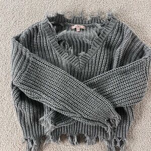 Distressed Gray Knit Sweater